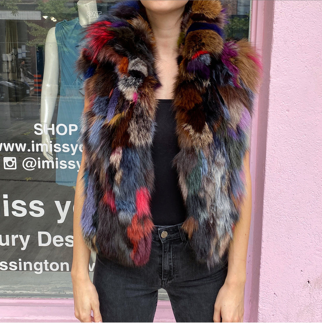 Adrienne Landau Patchwork Fox Fur Vest from Saks - S / 6