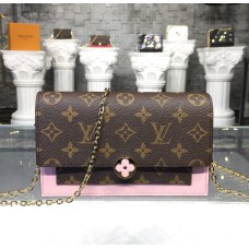 Louis Vuitton Monogram Canvas Flore Chain Wallet Rose Ballerine M67405