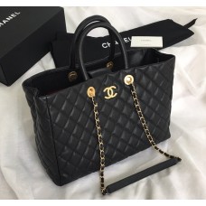 Chanel Quilted Large Shopping Tote C93525B-black