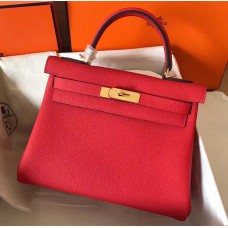 Hermes Kelly 28cm in Togo Leather Golden Hardware H5528G-Rouge-casaque