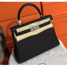 Hermes Kelly 32cm in Togo Leather Palladium Hardware H5532W-Black