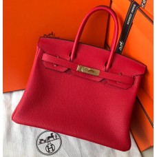 Hermes Birkin 35cm Togo Leather Golden Hardware H8835G-rouge-casaque