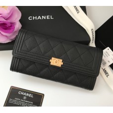 Chanel Boy Long Flap Wallet in Caviar Leather CW80286-AB-black