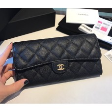 Chanel Long Zipper Wallet in Caviar Leather CW80758-AB-black