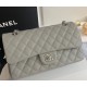 Chanel Small Classic Flap Bag in Gray Caviar Leather with silver hardware