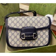 Gucci GG Supreme Horsebit 1955 shoulder bag GU602204CA-blue