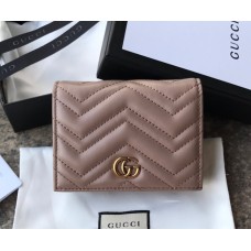 Gucci GG Marmont Card Case Wallet GU-W466492-tan