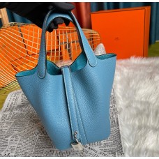 Hermes Picotin Lock 18 Palladium Hardware H2218W-bleu-jean