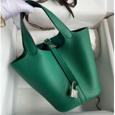 Hermes Picotin Lock 18 Palladium Hardware H2218W-malachite