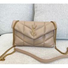 Saint Laurent LouLou Puffer Mini In Lambskin YSL620333A-tan