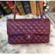 Chanel Small Classic Flap Bag in Wine Red Lambskin with silver hardware