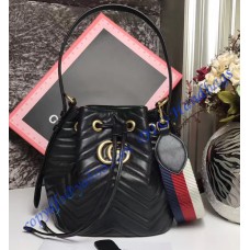 Gucci GG Marmont Quilted Leather Bucket Bag Black Gucci GG Marmont Quilted Leather Bucket Bag Black