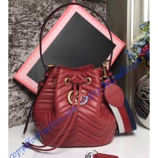 Gucci GG Marmont Quilted Leather Bucket Bag Red Gucci GG Marmont Quilted Leather Bucket Bag Red