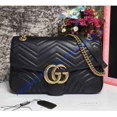 Medium GG Marmont Matelasse Shoulder Bag Black