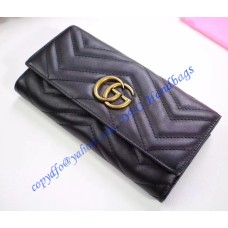 Gucci GG Marmont continental wallet in Black leather with a chevron design Gucci GG Marmont continental wallet in Black leather with a chevron design