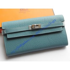 Hermes Kelly Long Wallet HW708 blue