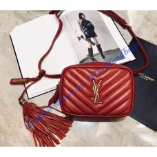 Saint Laurent Chevron Lou Belt Bag Red