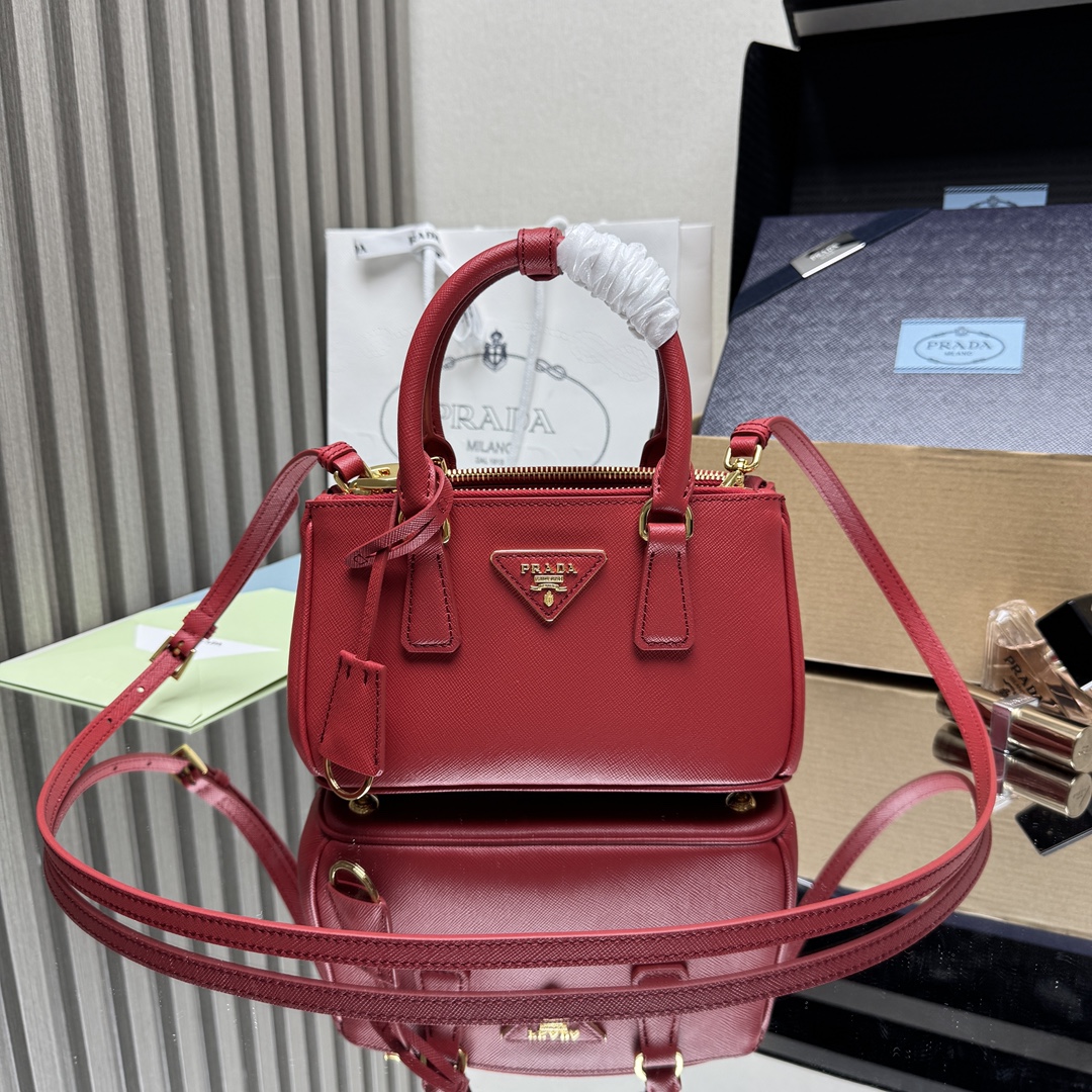 Prada-Galleria-Saffiano-Leather-Mini-Tote-Shoulder-Bag-Red-1BA916-21x12x8CM
