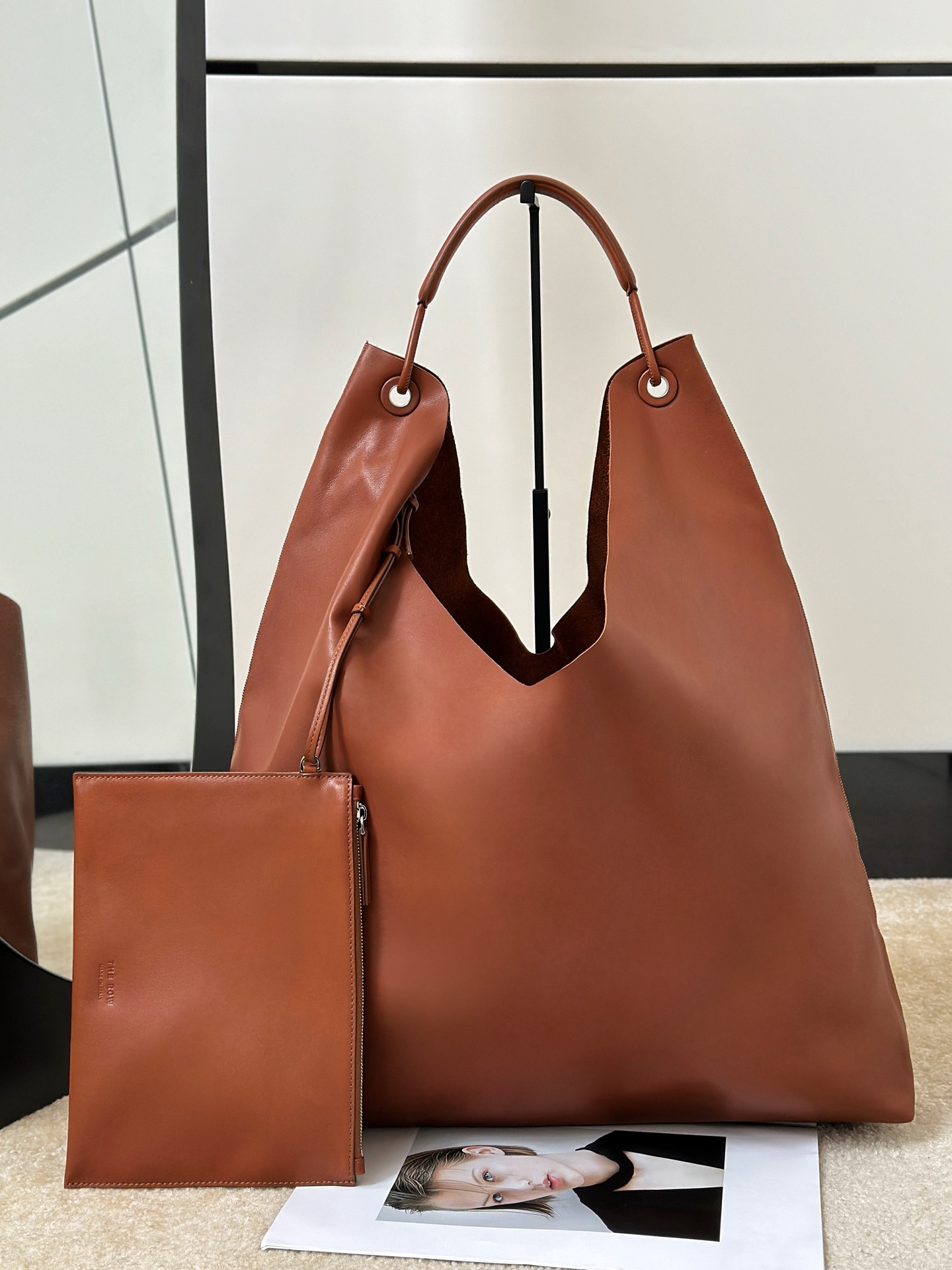 The-Row-Bindle-3-Tote-Shoulder-Bag-Brown-Nappa-Lambskin-Leather-A8848-43x9x50CM