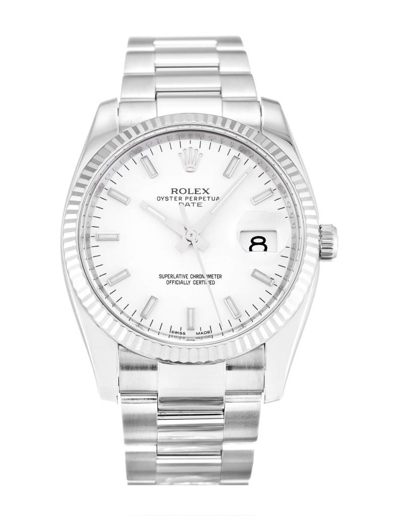 Replica Rolex Oyster Perpetual Date 115234 34mm White Dial